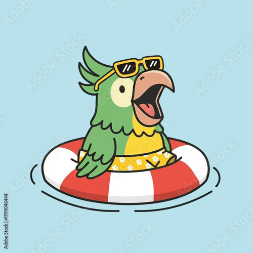 Green Parrot Wearing Sunglasses Float.