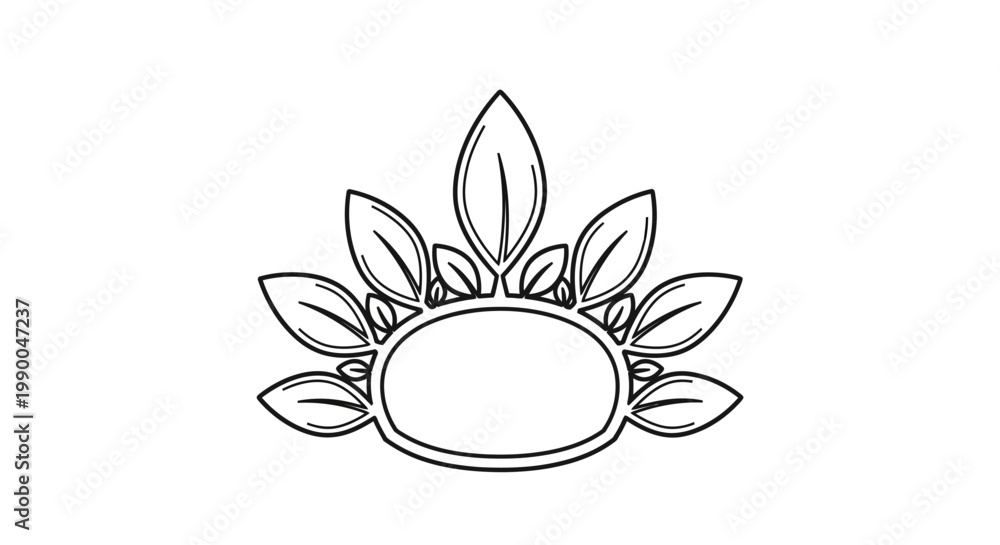 Fototapeta premium Elegant Floral Emblem with Blank Oval Space for Text