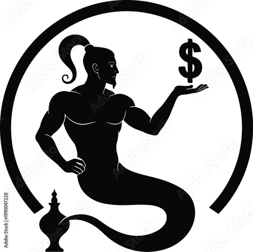 Genie Holding Dollar Sign vector