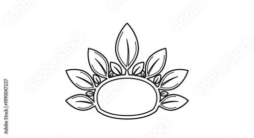 Elegant Floral Emblem with Blank Oval Space for Text