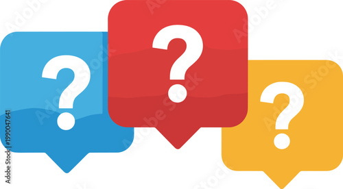 Three Speech Bubbles with Question Marks communication