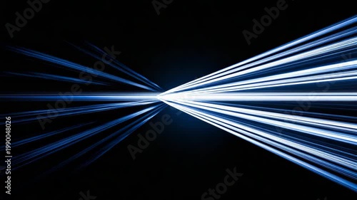 Blue Light Beams Converging in Darkness.