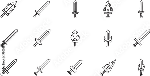 Black and white of various tools and utensils hammer