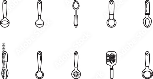 Black and white line of scissors and sewing tools tailor shears