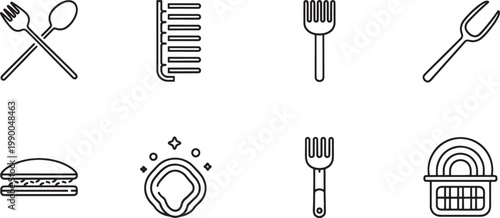 Black and white line of science, chemistry, and physics tools