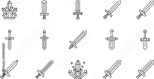 Black and white of tools, and symbols hammer