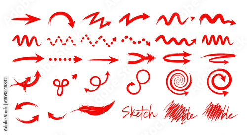 Elegant arrows set for business plan, presentation and education. Sign, Symbol, Hand drawn arrow paint brush design
