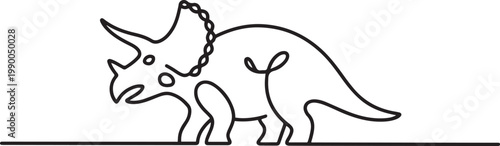 one continuous line art of a triceratops. one line art icon drawing vector
