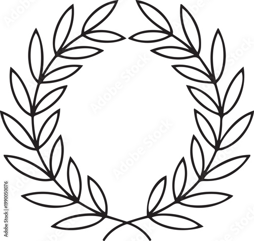 laurel wreath one line continuous vector illustration. Single line laurel wreath icon. one line art icon drawing vector
