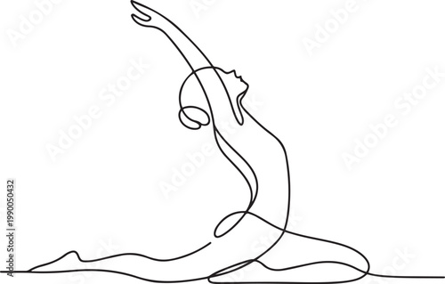continuous line drawing of women fitness yoga concept vector health illustration. one line art icon drawing vector