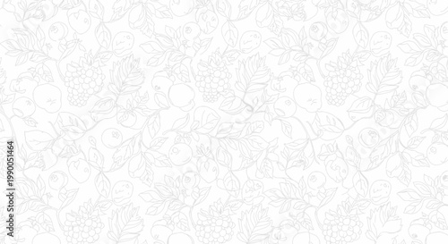 White floral pattern background, delicate botanical outline, seamless design
