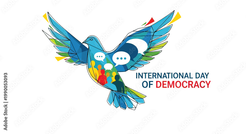Fototapeta premium Colorful Dove with Speech Bubbles Illustration.