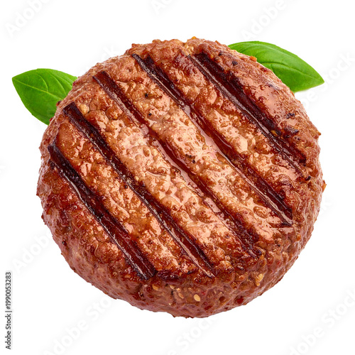 Grilled Burger Patty Isolated on White