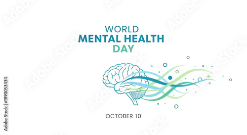 Human Brain Illustration for Mental Health Awareness.