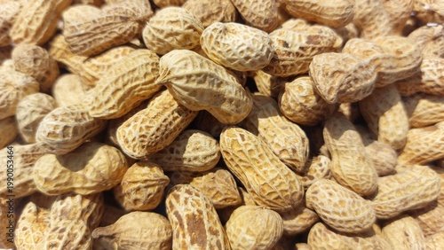 Bild auf Leinwand A detailed close-up capturing a generous pile of wholesome unshelled peanuts, hi
