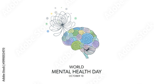 Illustration of Human Brain with World Map.