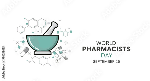 Mortar and Pestle Medical Illustration.