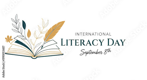 Open Book with Leaves and Quill.