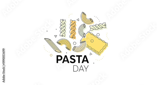 Pasta Day Illustration with Various Pasta Shapes 1.