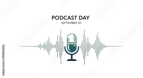 Podcast Day Microphone Sound Wave Graphic.