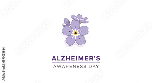 Purple Forget Me Not Flower Alzheimers Awareness.