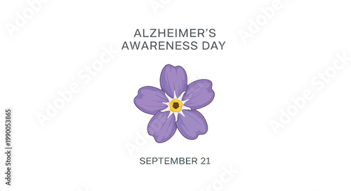 Purple Forget Me Not Flower Illustration.