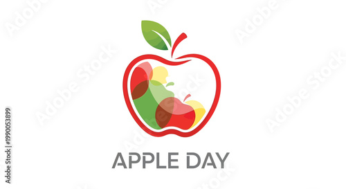 Red Apple Logo with Sliced Apples Inside.