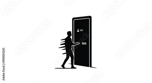 man carrying multiple files entering office door