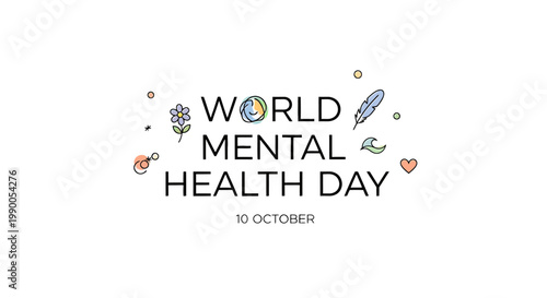 World Mental Health Day Text Design.
