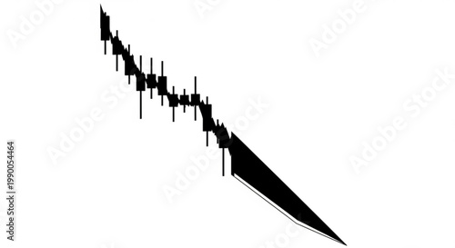 Black and white candlestick chart showing a sharp downward trend, symbolizing financial loss, market crash, or economic recession.