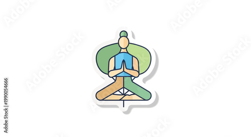 Meditating person in yoga pose with green background