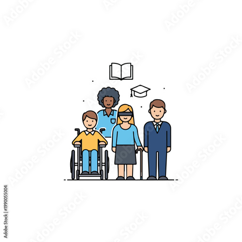 Students and Instructors with Accessibility and Education Theme