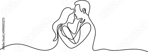 Continuous one line drawing couple in love. Woman and man. one line art icon drawing vector