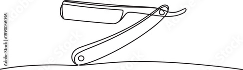 Razor blade in continuous one line art drawing minimalist style for barbershop and grooming design. one line art icon drawing vector