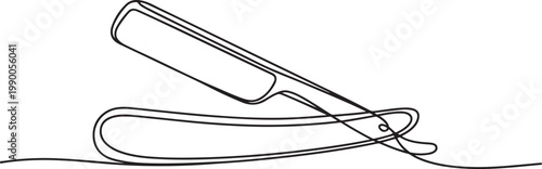 Razor blade in continuous one line art drawing minimalist style for barbershop and grooming design. one line art icon drawing vector