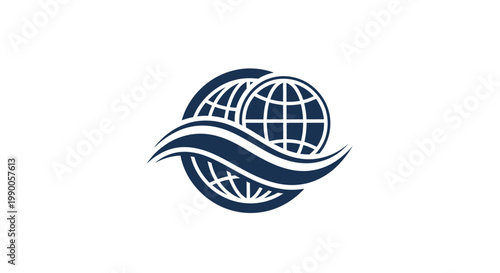 Global Earth Emblem with Waves.