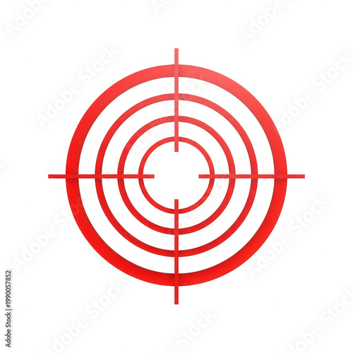 A red target symbol with concentric circles and crosshairs isolated on transparent background