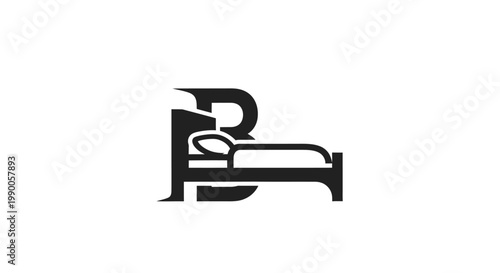 Abstract Bed and Letter B Monogram Logo on Isolated White Background
