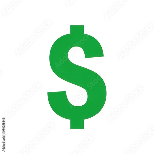 A large green dollar sign symbol isolated on transparent background