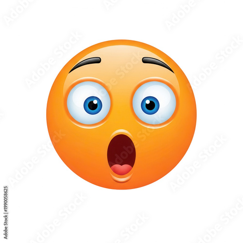 A surprised emoji with wide eyes and open mouth isolated on transparent background