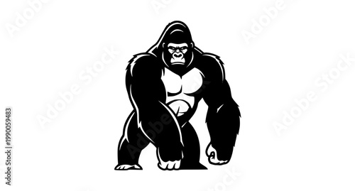 Powerful Black Gorilla Silhouette Vector Illustration Design