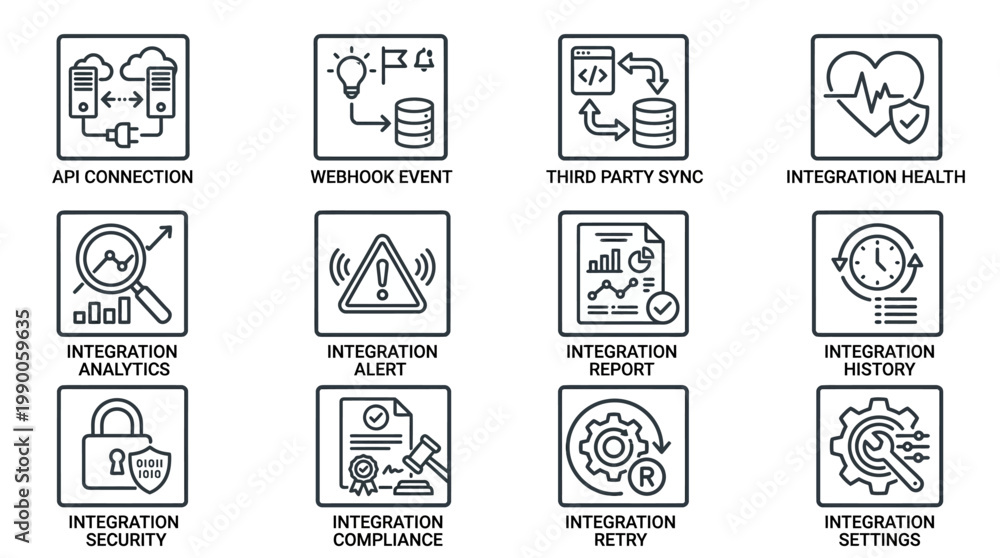 Obraz premium Integration icons for business technology.