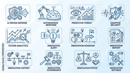 Innovation icons for business strategy.