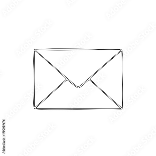 A simple line drawing of a closed envelope Vector, illustration