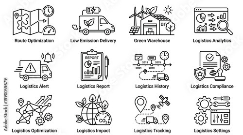 Logistics icons for business operations.