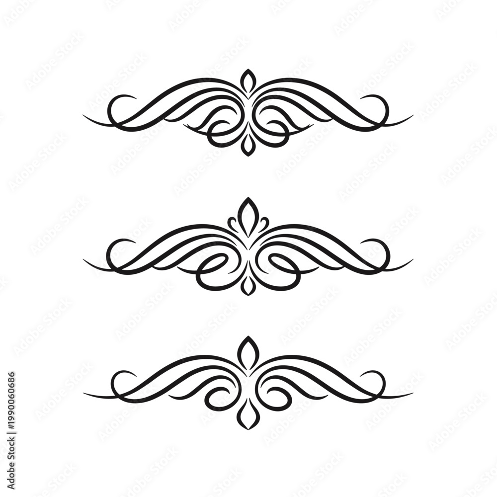 Fototapeta premium Collection of vintage line art frames and borders