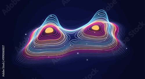 Vibrant abstract gradient background with colorful contours and neon lights