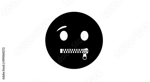 Minimalist zipper mouth face icon representing silence and secrets