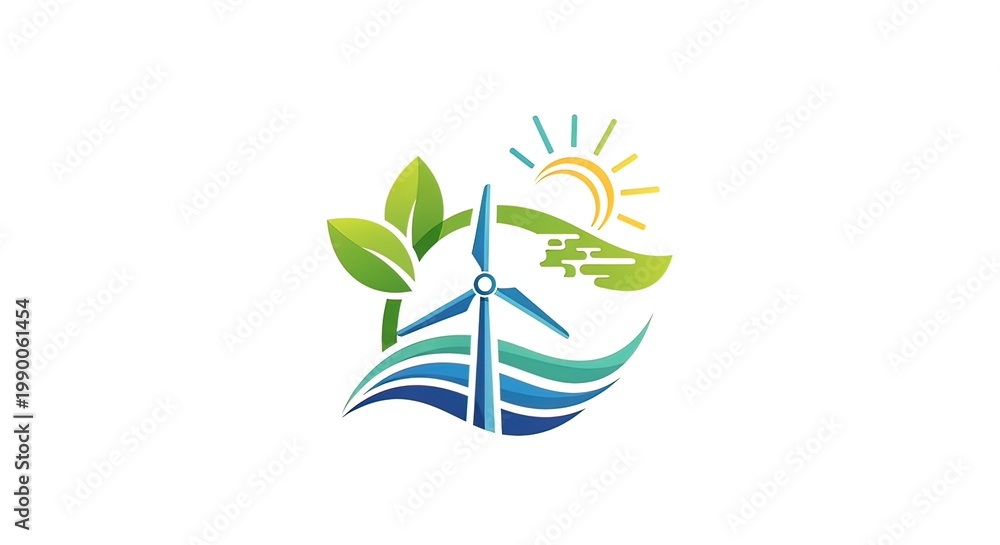 Fototapeta premium Eco friendly wind energy logo design.