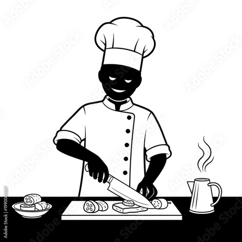 African American chef preparing food.